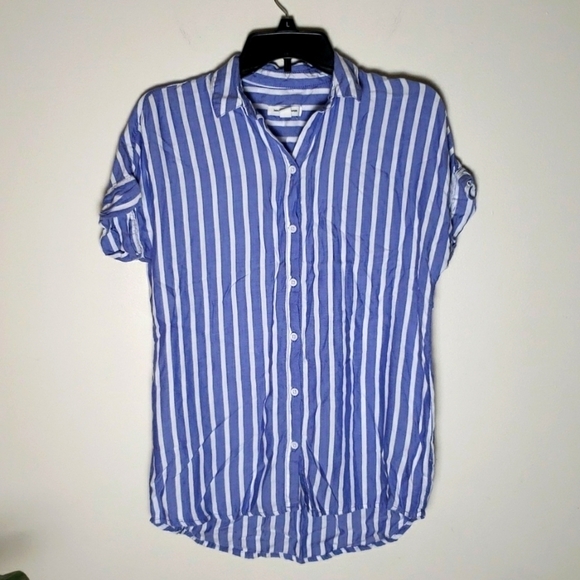 Beach lunch lounge currier stripe button down shirt nautical beach coastal - Picture 1 of 6